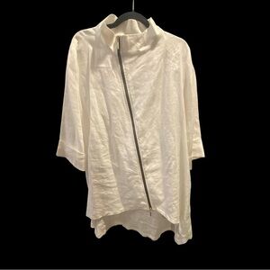 Options for Her White Linen Zippered Tunic Size Large